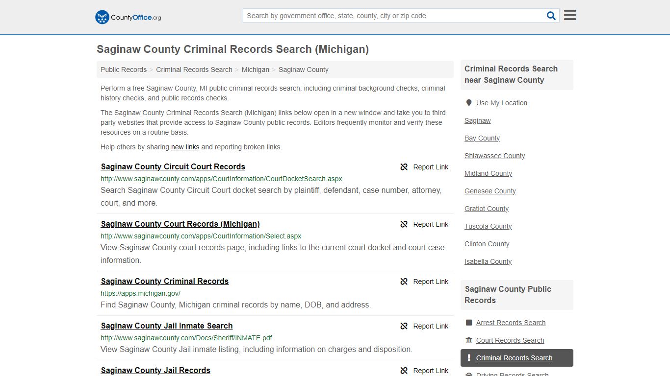 Saginaw County Criminal Records Search (Michigan)